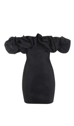 Introducing the Black Satin Ruffle Strapless Dress Get ready to turn heads in this stunning strapless dress. Made from a lustrous heavyweight duchess satin, this dress is designed to create the perfect hourglass shape. The clever paneling and oversized ruffles on the shoulders add a touch of drama, while the off-shoulder cut exudes sexiness. Whether you're attending a cocktail party or a special event, this dress is sure to make a statement. Key Features: Made from double duchess satin for a lux Strapless Ruffle Dress, Duchess Satin, Hourglass Shape, Plus Dresses, Corset Dress, Bandage Dress, Blouse Dress, Stunning Dresses, Black Satin