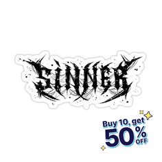 an image of a sticker with the word'bunger'written in black ink