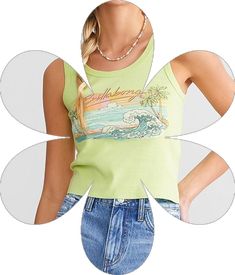 Spring Graphic Print Tank Crop Top, Trendy Green Scoop Neck Crop Top, Trendy Green Crop Top Tank, Green Summer Crop Top Tank Top, Summer Green Crop Top Tank, Green Scoop Neck Crop Top For Spring, Green Cropped Tank Top For Summer, Summer Cropped Tank Top With Graphic Print, Green Tank Crop Top For Summer