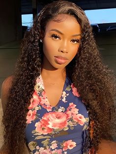 CurlyMe Natural Color Deep Wave Real Hair 4x4 Swiss HD Lace Closure Wigs Pre Plucked Deep Wave Brazilian Hair, Deep Wave Hair, Ombre Blond, Closure Wigs, Long Curly Wig, Beautiful Curly Hair, Deep Wave Hairstyles, Deep Curly, Real Hair