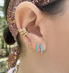 14K Solid Gold Ear Cuff Available in Yellow, White and Rose Gold Approximate gauge 1.5mm Sold individually Turquoise Huggie Earrings, Diamond Ear Cuff, Pave Necklace, Gold Ear Cuff, Mini Hoop Earrings, Diamond Star, Ear Cuffs, Huggie Earrings, Tennis Bracelet Diamond