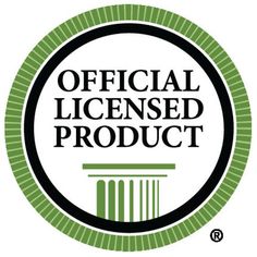 the official licenseed product logo is shown in black and green with an oval border around it