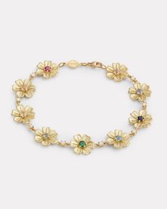 Linked Multi Color Floral Bracelet – Jamie Wolf New York City Ballet, Princess Jewelry, Imperial Topaz, Floral Bracelet, Successful Life, Jewelry Accessories Ideas, Heart Drop Earrings, Spring Color, Expensive Jewelry