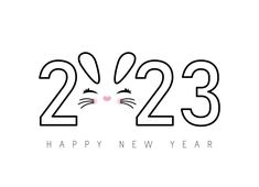 happy new year's card with the number twenty two and a cute cat face