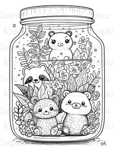 a jar filled with animals and plants