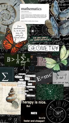 a collage of different images with words and pictures on them, including an image of a clock