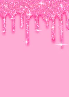 pink wallpaper with glitter drips and stars on the bottom, in front of a pink background