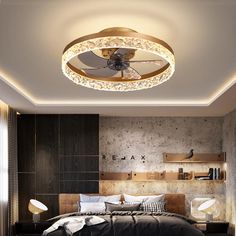 Crystal 6 Speeds DC Ceiling Fan With LED Light & Remote Control Crystal Chandelier Lighting, Flush Mount Ceiling Fan, Fluorescent Tube, Modern Bedroom Decor, Led Ceiling Fan, Fan Lamp, Ceiling Fan With Remote, The Ceiling, Ceiling Fans