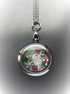 Holiday Floating Locket Necklace-Includes Locket, Charms, Crystals, & Window Insert-Christmas Gift Idea by PrettyPalazzo on Etsy Abstract Necklace, Locket Ring, Floating Necklace