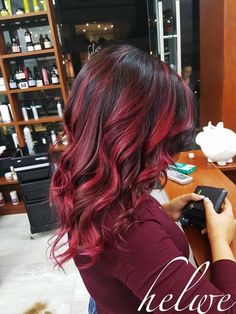 Red And Brown Bayalage Hair, Brown Hair With Red Lowlights, Pelo Color Vino, Sunset Hair, Magenta Hair, Dramatic Hair