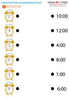 a printable worksheet for learning time and reading clock