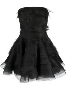 Find ANA RADU Ruffled Organza Minidress on Editorialist. black organza layered effect strapless rear criss-cross straps thigh-length Iconic Dresses, Grad Dresses, Mode Inspo, Glam Dresses, Hoco Dresses, Fancy Outfits, Stage Outfits, Cross Straps, Dance Dresses