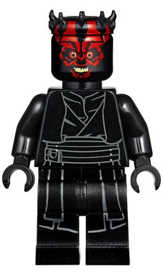 a lego star wars character with red eyes