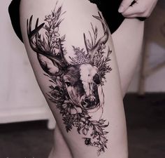 Land Tattoos, Antler Tattoos, Antler Tattoo, Hunting Tattoos, Country Tattoos, Epic Tattoo