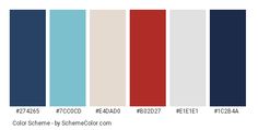 the color scheme for different shades of red, white and blue is shown in this chart