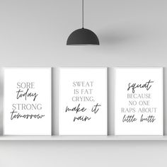 three black and white wall art prints with the words do it for the donuts