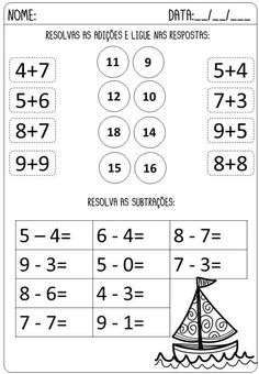 the worksheet for addition to subtraction with numbers and symbols on it