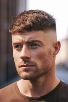 Achieve a relaxed vibe with this low fade paired with a cropped top and fringe. The low fade complements the textured crop on top, which falls into a fringe at the front. Click here to check out more handsome low taper fade haircuts for men. Faded Haircut, Haircut Ideas Trendy, French Crop