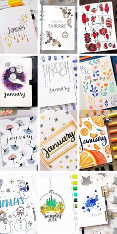 many different types of handmade cards are shown in this collage with the words happy january written on them