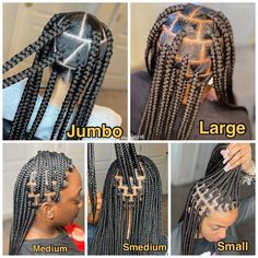 knotless box braids size chart Box Braids Sizes, Cabello Afro Natural, Braiding Your Own Hair