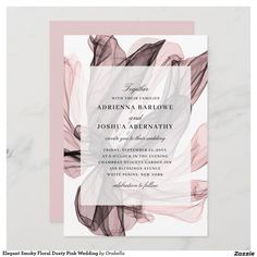 an elegant pink and black wedding card