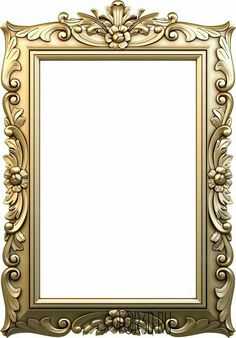 an ornate gold frame on a white background