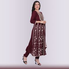 Looking for a modern dress that is both stylish and comfortable? Look no further than the Naira Cut Modern dress! Made from soft rayon fabric, this dress is perfect for any occasion. The beautiful embroidery in the front adds a touch of elegance, while the pencil pants provide a snug and comfortable fit. The matching chiffon dupatta completes the look and makes this dress perfect for any formal or informal event.