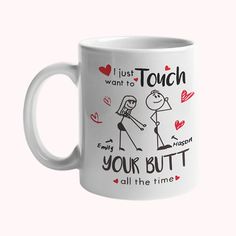 [INNOVATIVE DESIGN]: I Just Want To Touch Your Butt All The Time . The Best Valentine Matching Couples Mug For Boyfriend or Girlfriend. Customized Mug With Names.
[GOOD QUALITY]: This cup is made of ceramic, durable, good thermal stability, slow heat transfer, and prevents your hands from being scalded. The ceramic coffee cup is equipped with an easy-to-grip C-shaped handle, which is comfortable to hold and has smooth lines and a beautiful appearance. The bottom of the cup is frosted and unglaze Mug For Boyfriend, Cup With Name, Couple Mug, Funny Couple, Valentines Cupcakes, Anniversary Gift For Him, Customised Mugs, Couple Mugs, Dear Future