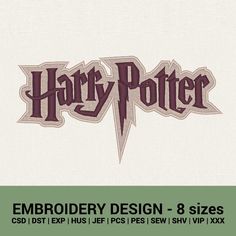 harry potter embroidery design 8 sizes