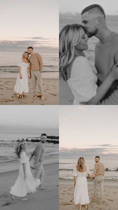 a couple kissing on the beach at sunset