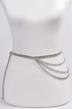 Multi Chain Belt Overall: 44" Long Claw Clasp Closure~ Adjustable To Fit Multiple Sizes 2 Sizes Of Chains Available In Gold & Silver Silver Elegant Chain Link Waist Chain, Silver Chain Belt For Party, Elegant Silver Chain Link Waist Chain, Metal Chain Belt With Silver Chain Link, Metal Silver Chain Link Waist Chain, Silver Metal Chain Link Waist Chain, Trendy Silver Waist Chain With Chain Strap, Party Waist Chain With Chain Link Details, Trendy Silver Body Chain With Chain Strap