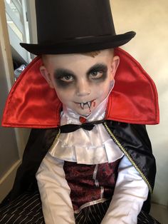 Halloween kids vampire face paint / makeup Easy Vampire Makeup For Kids, Easy Vampire Face Paint, Cute Vampire Makeup For Kids, Halloween Face Paint Vampire, Bat Makeup Halloween Kids, Kid Vampire Makeup