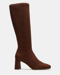 HOLLY Brown Knee-High Square Toe Boot | Women's Boots Holly Brown, Knee Boots, Knee High, Block Heels, Womens Boots, Heel Height, Boots, Heels, How To Wear