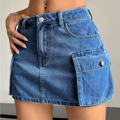 Super Cute And Stylish Ships In 5-10 Business Days Polaroid Collection, Cargo Outfit, Utility Skirt, Rock Outfit, Effortless Outfit, Miniskirt Outfits, Denim Skirt Women, Birthday List, Cargo Skirt