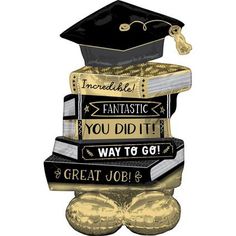 a stack of books with a graduation cap on top and the words, fantastic you did it way to get great jobs