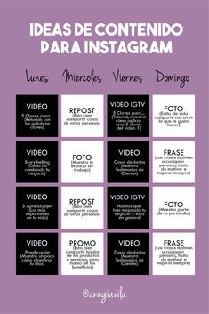 a purple and black poster with the words ideas de contendo para instagramm