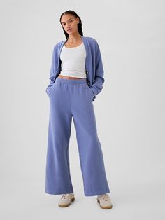 Textured Wide-Leg Ankle Sweatpants Gap Cotton Bottoms For Daywear, Gap Relaxed Fit Pants For Fall, Fall Sweatpants For Elevated Casual Wear, Elevated Casual Comfortable Sweatpants, Elevated Casual Comfortable Long Sweatpants, Casual Gap Bottoms For Daywear, Gap Wide-leg Spring Pants, Gap Relaxed Fit Wide-leg Pants, Gap Spring Wide-leg Pants