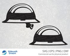 two black and white silhouettes of clochet hats with the word svg eps png dxf