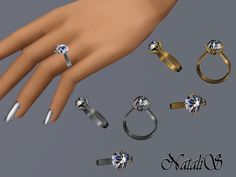 several different types of rings and their names on a hand with the words nattiu 3d