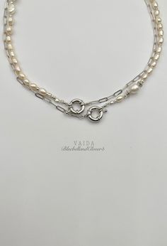 Stainless steel silver paperclip chain and Freshwater pearl Necklace | Baroque Pearl Link Chain Necklace | Multi Way Pearl Paperclip Link Chain Choker Necklace | Half pearl half paperclip chain Unisex necklace  This pearl and delicate paperclip chain necklace features half of pearls half of stainless steel chain with spring ring closure which gives you multiple ways to wear it. Pearls and link chain is the perfect combination for a bold statement necklace Please choose from two designs:   No 1 - Everyday Silver Pearl Chain Necklace, White Pearl Necklace With Paperclip Chain, Bold Statement Necklaces, Paperclip Chain Necklace, Pearl Headpiece, Gold Headpiece, Biwa Pearls, Gold Hair Accessories, Big Pearl