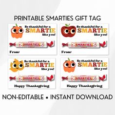 printable smarties gift tags for kids to use on their teacher's day