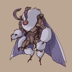 a drawing of a creature with horns and wings