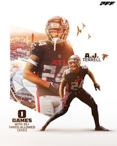 two football players are in the middle of an ad for their team's new uniforms