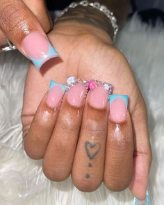 Nail Inspo Light Blue, Blue Birthday Nails, Curved Nails, Acrylic Nail Set, Nails Coffin Short, Cute Simple Nails