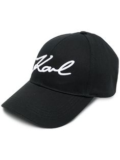 Black cotton embroidered logo baseball cap from KARL LAGERFELD featuring embroidered logo to the front, adjustable strap to the rear and curved peak. | Karl Lagerfeld Paris Embroidered Logo Baseball Cap Cotton Baseball Cap With Logo, Cotton Hat With Logo And Curved Visor, Cotton Curved Visor Hat With Logo, Cotton Hat With Curved Visor And Logo, Cotton Baseball Cap With Logo And Curved Brim, Cotton Snapback Baseball Cap With Logo, Cotton Hats With Logo And Curved Brim, Cotton Hat With Logo And Curved Brim, Cotton Hats With Logo Detail And Curved Brim