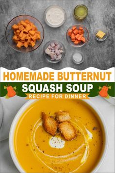 homemade butternut squash soup recipe for dinner