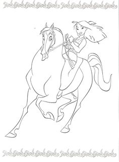 the princess riding on her horse coloring page