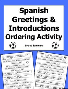 spanish greetings and instructions for ordering activity with two sheets on the same sheet,