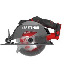 a red and black circular saw with the words craftsman on it's blade in front of a white background