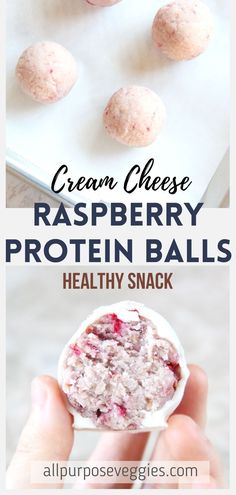 raspberry protein balls are the perfect snack to eat for breakfast, lunch or dessert